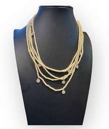 Monet Pearl Style Beaded Rhinestone Multilayer Necklace