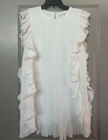 Side Ruffle White Dress