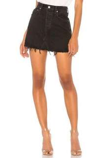 AGOLDE Quinn High Rise Denim Skirt Distressed Cult Black Size 25 NEW