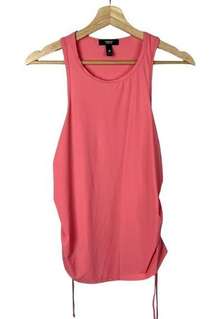 Aqua Sport Coral Pink Scoop Neck Ruched Side Athletic Tank Top S