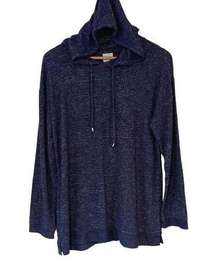 Weekends by Chico's Women's Pullover Hoodie Long Sleeve Stretch Navy Blue Size 1