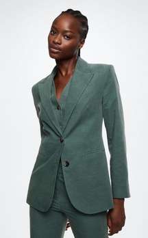 Women’s Micro Corduroy Green Structured Blazer Size Medium