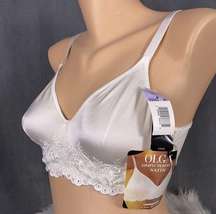 New Vintage Olga Simply Perfect Satin Bra 32D Second Skin White 33042 Unlined