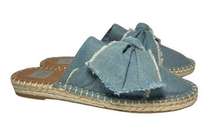 DV By Dolce Vita Chambray Bow Mule Slip On Espadrilles Size 9 Almond Toe