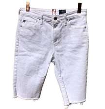 AG The Brooke Bermuda Jean Shorts Size 25 retail $148 White Raw Hem