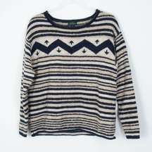 LRL Lauren Jeans Co Ralph Lauren Chevron Striped Wool Blend Sweater Size XL