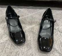 Marc Fisher Black Patent Leather Palie Block Heel Mary Janes Nessily size 10