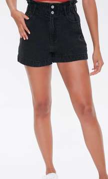 sws denim co boutique black high waisted paperbag shorts sz 9.