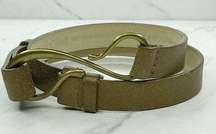 Coldwater Creek Gold Genuine Leather Hook Buckle Belt Size Small S Medium M