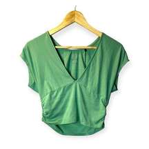 PrAna Inigma Top, Low V-Neck Crop Top, Jadeite, Womens Size Medium