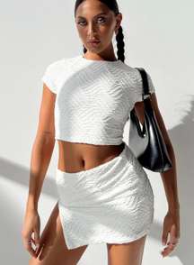 White Two Piece Skirt Set