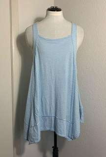 Pilcro blue and white striped sleeveless shark bite tunic tank size M