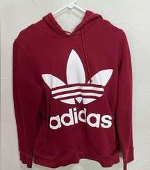 Adidas burgundy trefoil hoodie size small