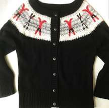 Coldwater Creek Fair Isle Ski Theme Cardigan Sweater Medium