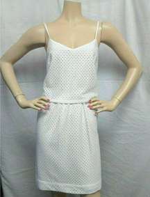 "LOFT" WHITE EYELET OVERLAY TOP CAREER CASUAL DRESS SIZE: 2 NWT $80