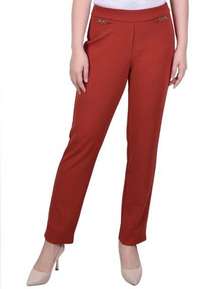 NT Collection Scuba Crepe Ankle Pants in Bossanova Red XL Petite