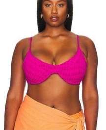 Good American Pink Jacquard BikiniTop Demi Cup Size 3 Large L NWT