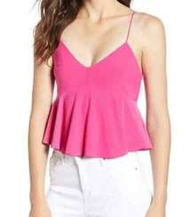 NWT Leith Women's Size XL Pink Spaghetti Strap V Neck Peplum Top