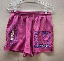 Sailor Moon Anime Pink Pull On Shorts Stretch Waist Size Medium Graphic Kawaii