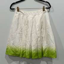 Calvin Klein Women’s White Green Ombre Silk Pleated Mini Skirt Size 4 Like New