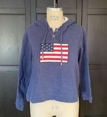 Vintage Liz Claiborne American Flag Cropped Sweatshirt
Size Petite Large