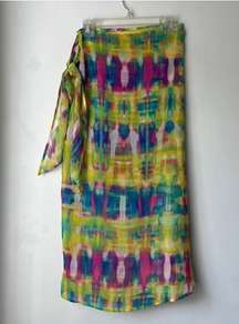 Swim Yellow Sinulog Print Watercolor Pareo Sarong Wrap Swim Coverup OS