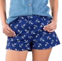 HARPER Blue & White Anchor Beach Pockets Summer Cotton Shorts ~ Womens Size 28