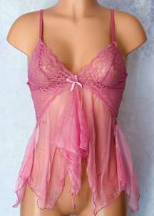 Pink, Sheer, Lace, Lingerie Slip