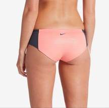 Nike Tonal Stripe Hipster Bikini Bottoms Coral M