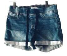 Black Daisy Denim Jean Cuffed Shorts Junior Medium