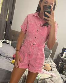 Pink Jean Romper