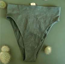 Aerie Ribbed Green High Cut Bikini Bottoms NWT