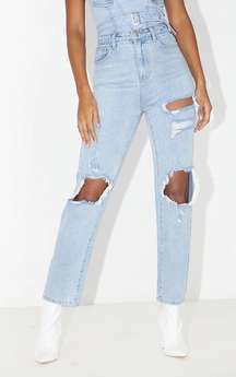 Light Wash Distressed Straight Leg Jean