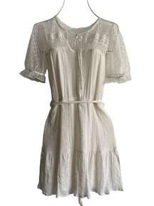 Sweet Wanderer Short Sleeve Mini Silhouette Solid Ruched Ivory Short Dress