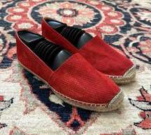 Maypol Perforated Leather Espadrilles in Red