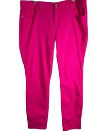 Crown Ivy Plus SIze 20W Jeans Hot Pink High Rise Skinny Cotton Stretch 1245