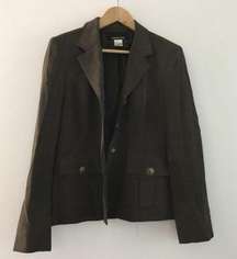 Jones New York 100% silk‎ Jacket Blazer button down Brown Womens Size 6 Work