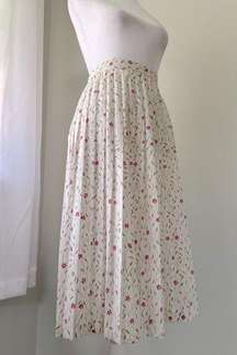 Vintage ‘90s B. Bronson Cream Floral Pleated Midi Skirt