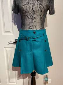 Simple Creative Products Vintage Y2k Wool School Girl Mini Skirt Teal Pleated Skater Full A-line Circle 