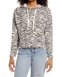 LA LA LAND CREATIVE CO Womens Multicolor Zebra Print Pullover Hoodie