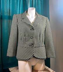 Houndstooth blazer with neon yellow