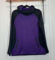 Second Skin Scuba Hoodie Sweatshirt Womens Purple Black Colorblock Size L