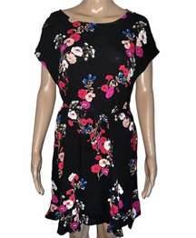 Popsugar floral short sleeve waist tie dress