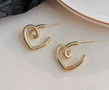 18K Gold Plated Love Heart Stud Earrings for Women