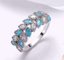 New Swarovski Elements Sky Blue Crystal Ring