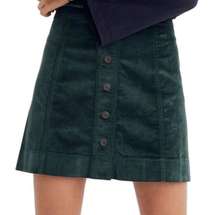 Velvet Button-Down Skirt