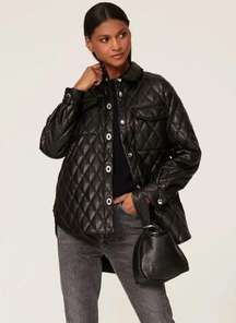 Maje Baneta Black Quilted Faux Leather Jacket - FLAWED