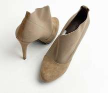 JESSICA SIMPSON Neesha Tan Leather Upper Almond Toe Heeled Ankle Booties, Size 6