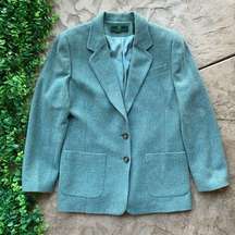 Vtg Embassy Row Woolmark Wool Buttoned Blazer Coat Jacket Blue Gray Size 12