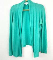 Coldwater Creek Women's Open Front Green Cotton Cardigan Size M